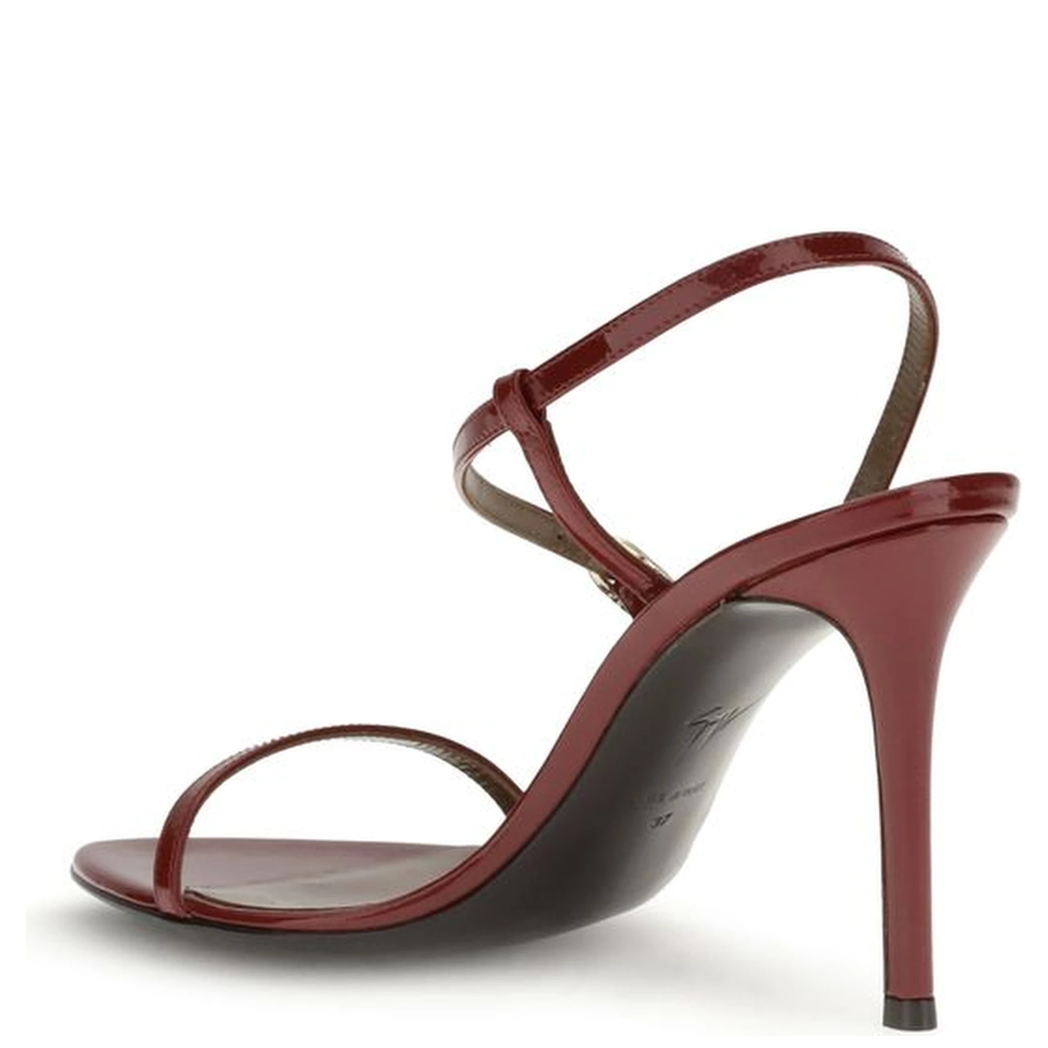 Red Leather Stiletto Heel Sandals