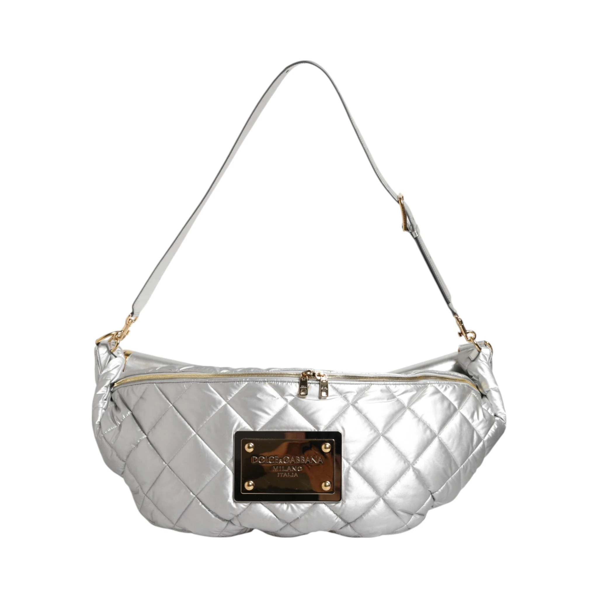 Silver Quilted Filled Crossbody Shoulder Bag SICILY Bag