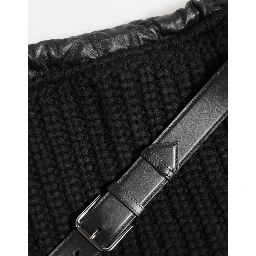 Black Cashmere Knitted Leather Shoulder Women Borse Bag