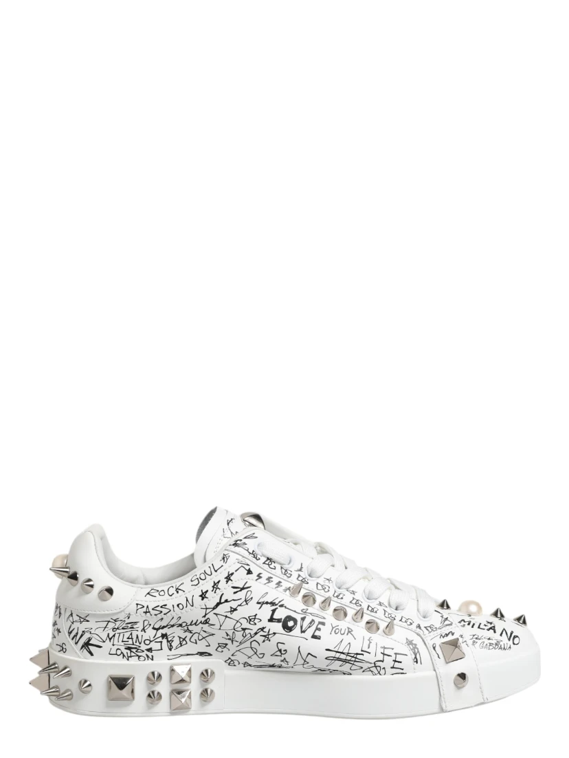 White Portofino Studded Men Sneakers Shoes