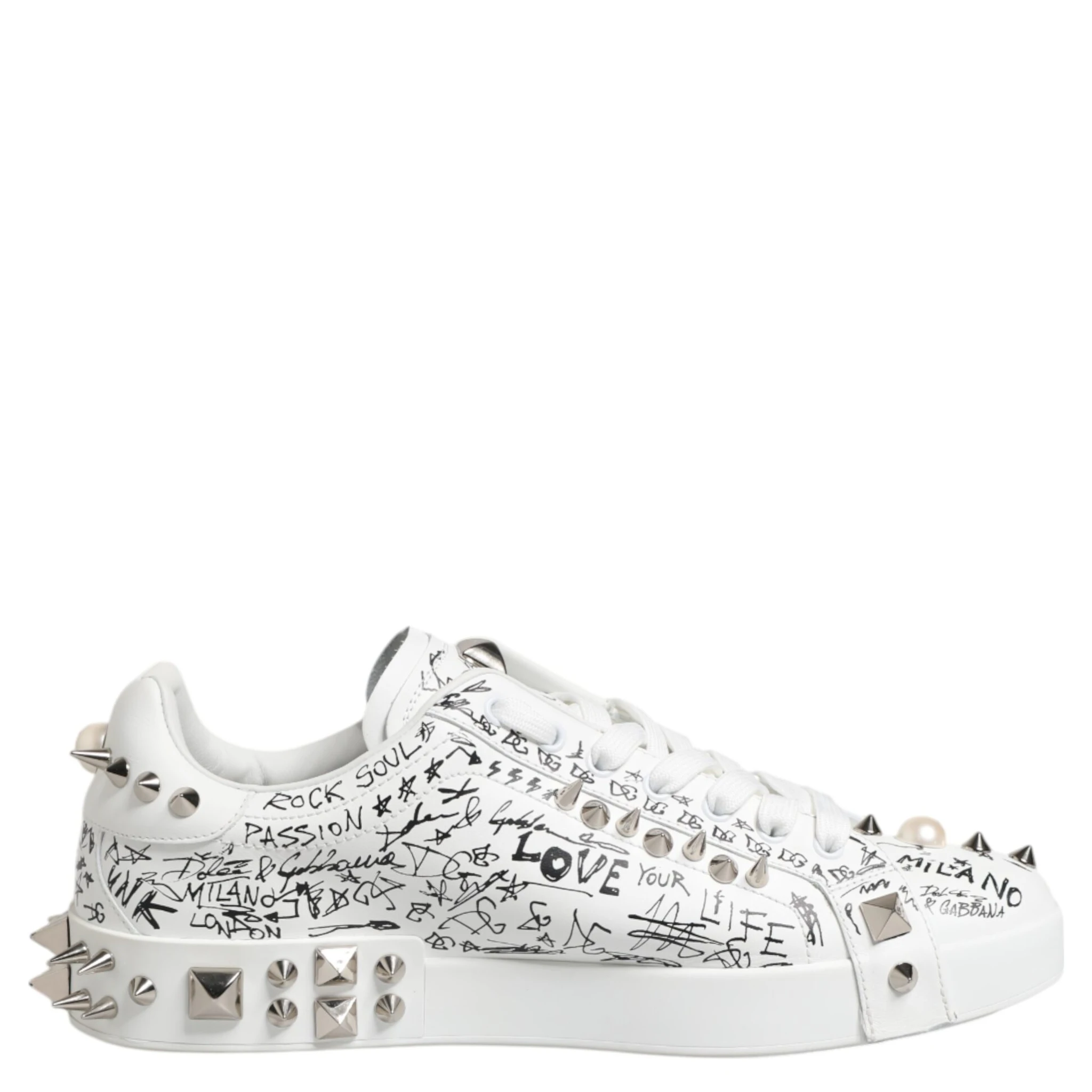 White Portofino Studded Men Sneakers Shoes