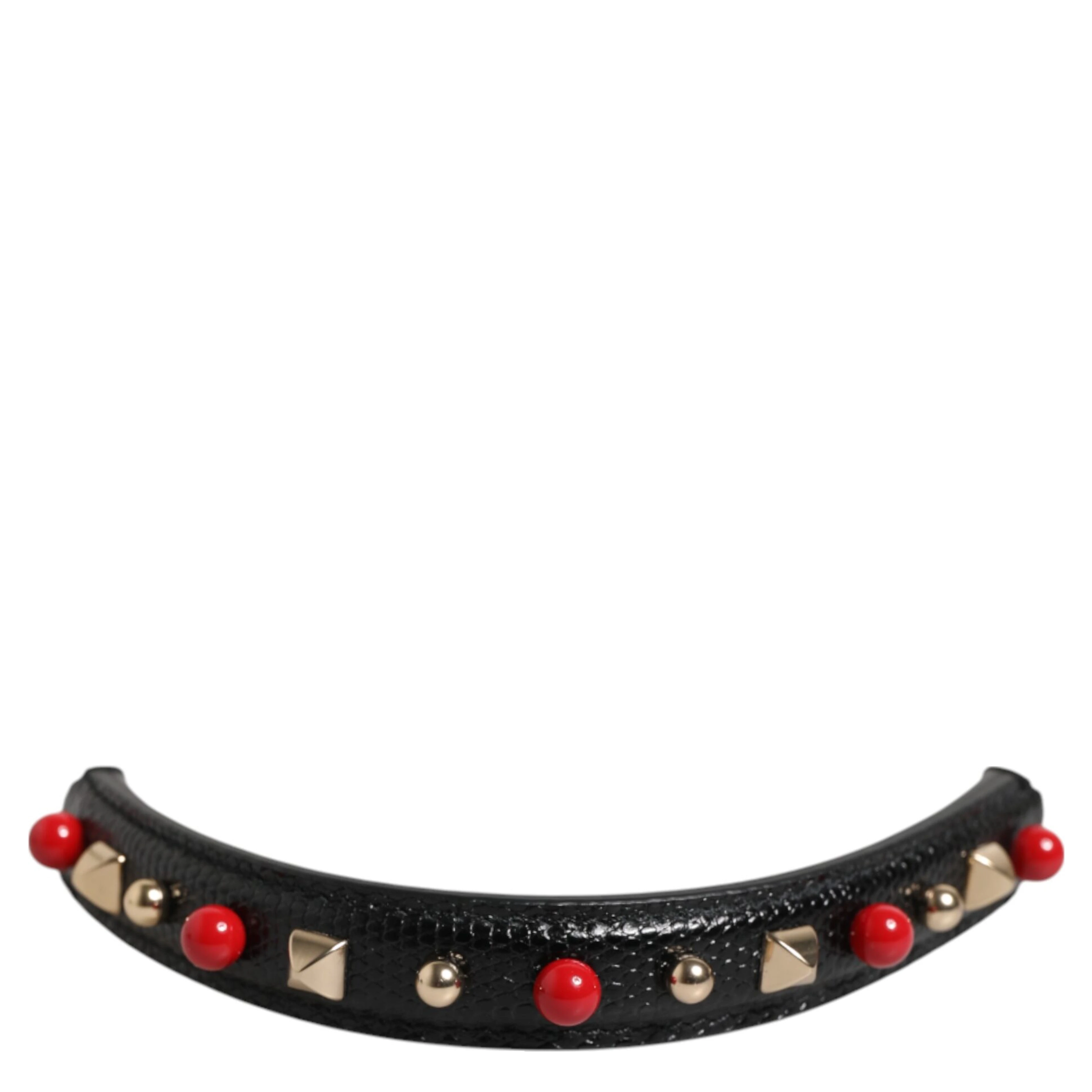 Black Embellished Leather Bag Handle Women Shoulder Strap