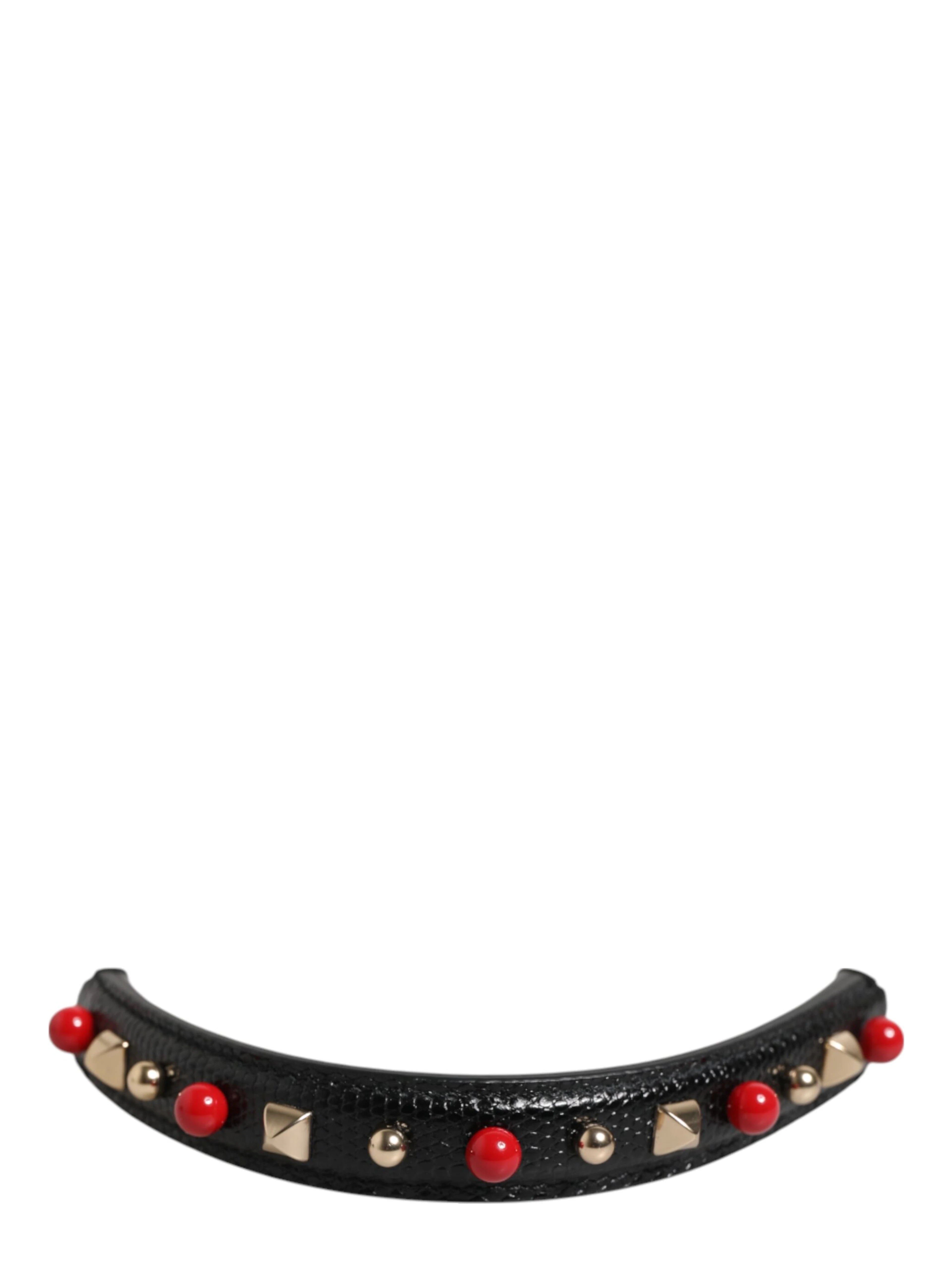 Black Embellished Leather Bag Handle Women Shoulder Strap