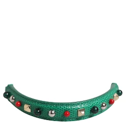 Green Embellished Leather Bag Handle Women Shoulder Strap