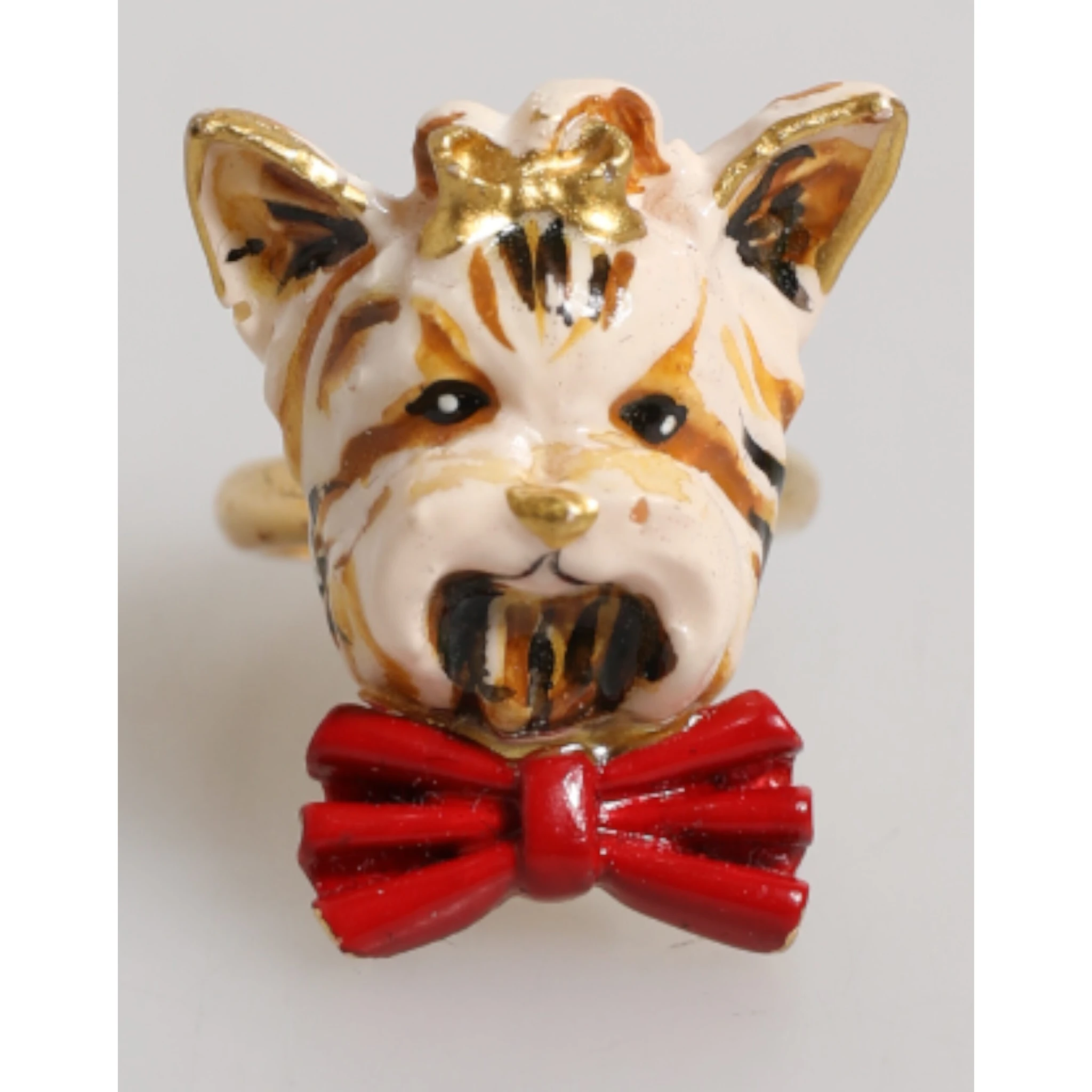 Gold Brass Resin Beige Dog Pet Accessory Ring