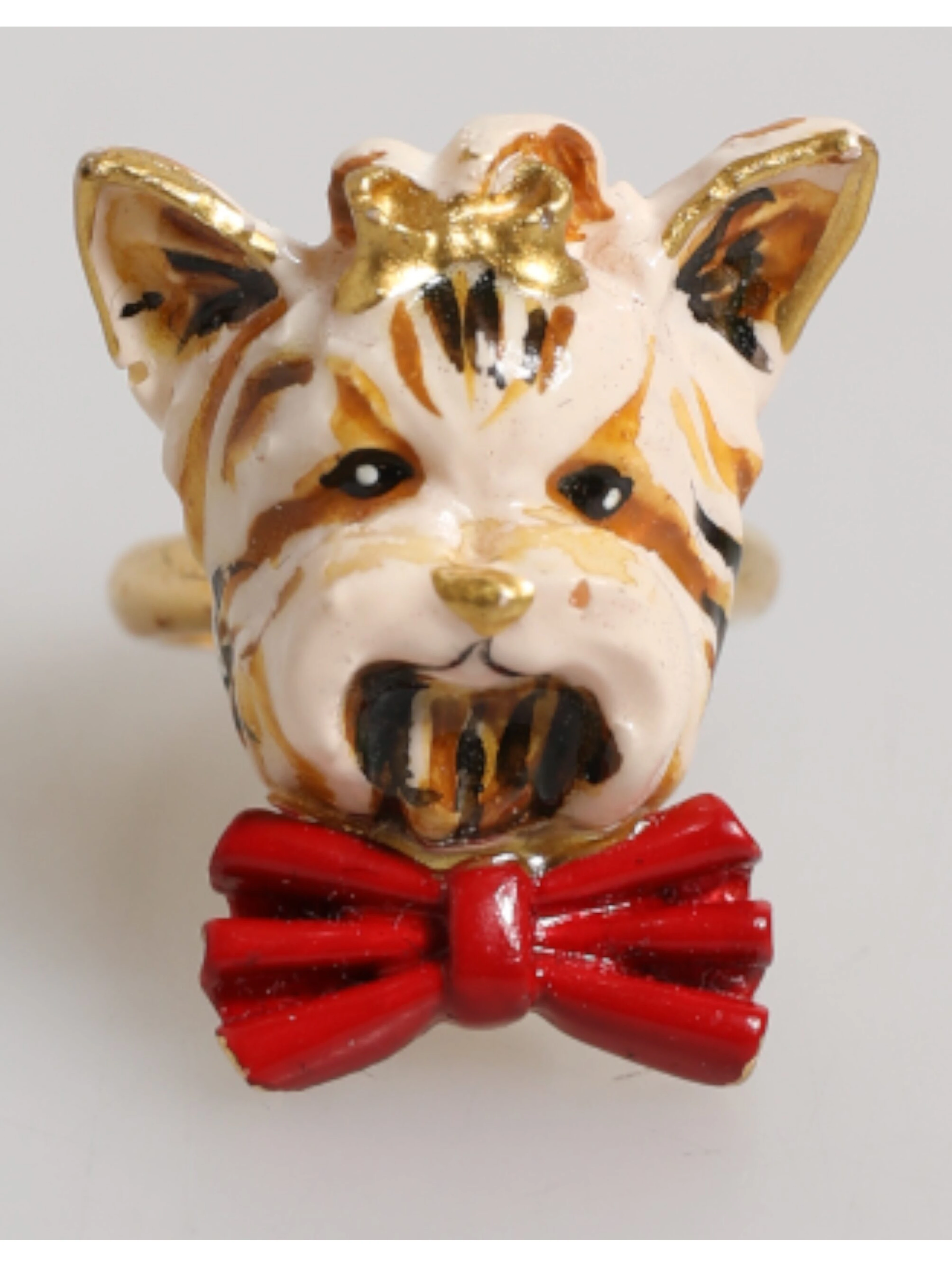 Gold Brass Resin Beige Dog Pet Accessory Ring