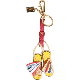 Red Yellow Mini Espadrille Style Charm Keychain Keyring