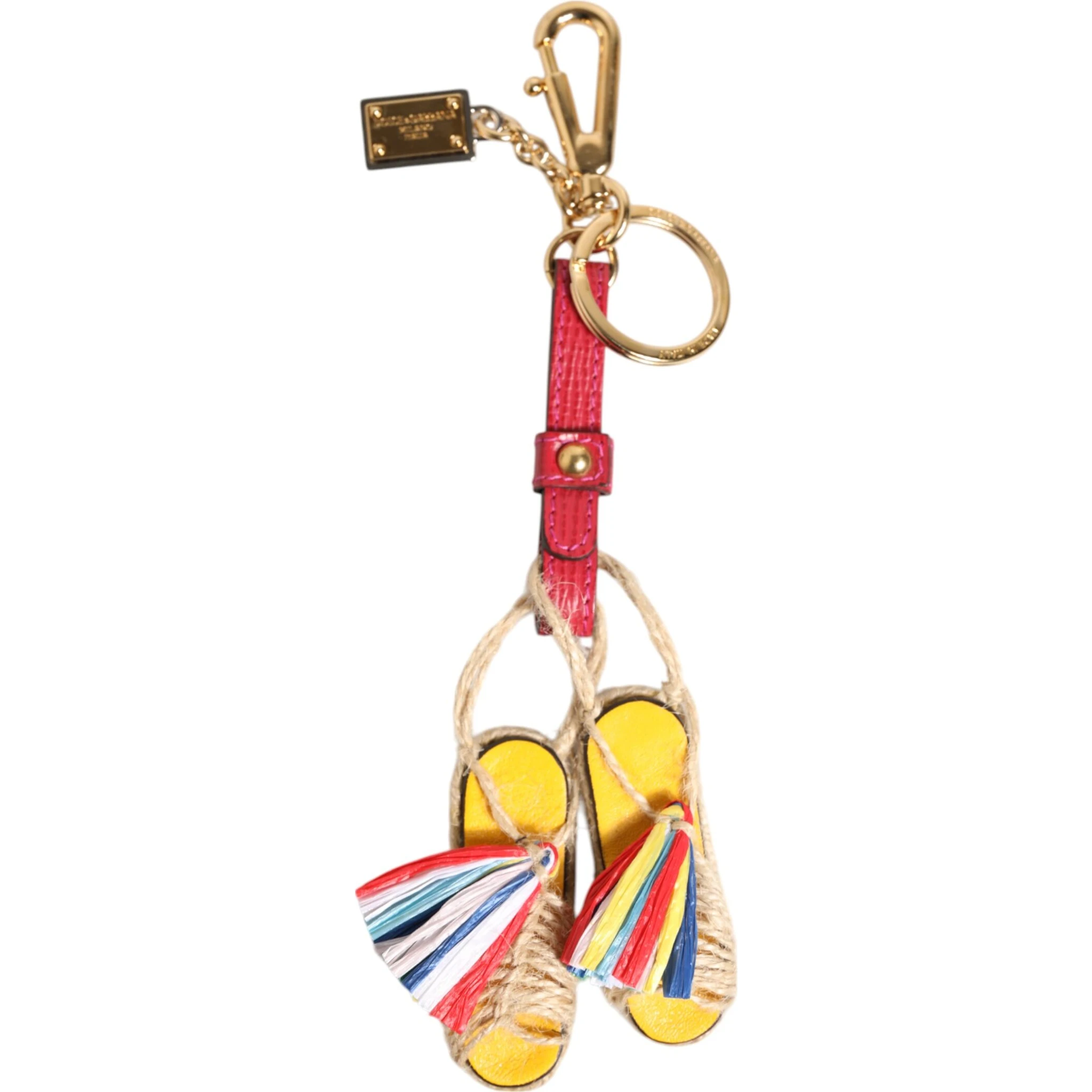 Red Yellow Mini Espadrille Style Charm Keychain Keyring