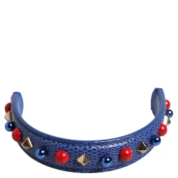 Blue Embellished Leather Bag Handle Women Shoulder Strap