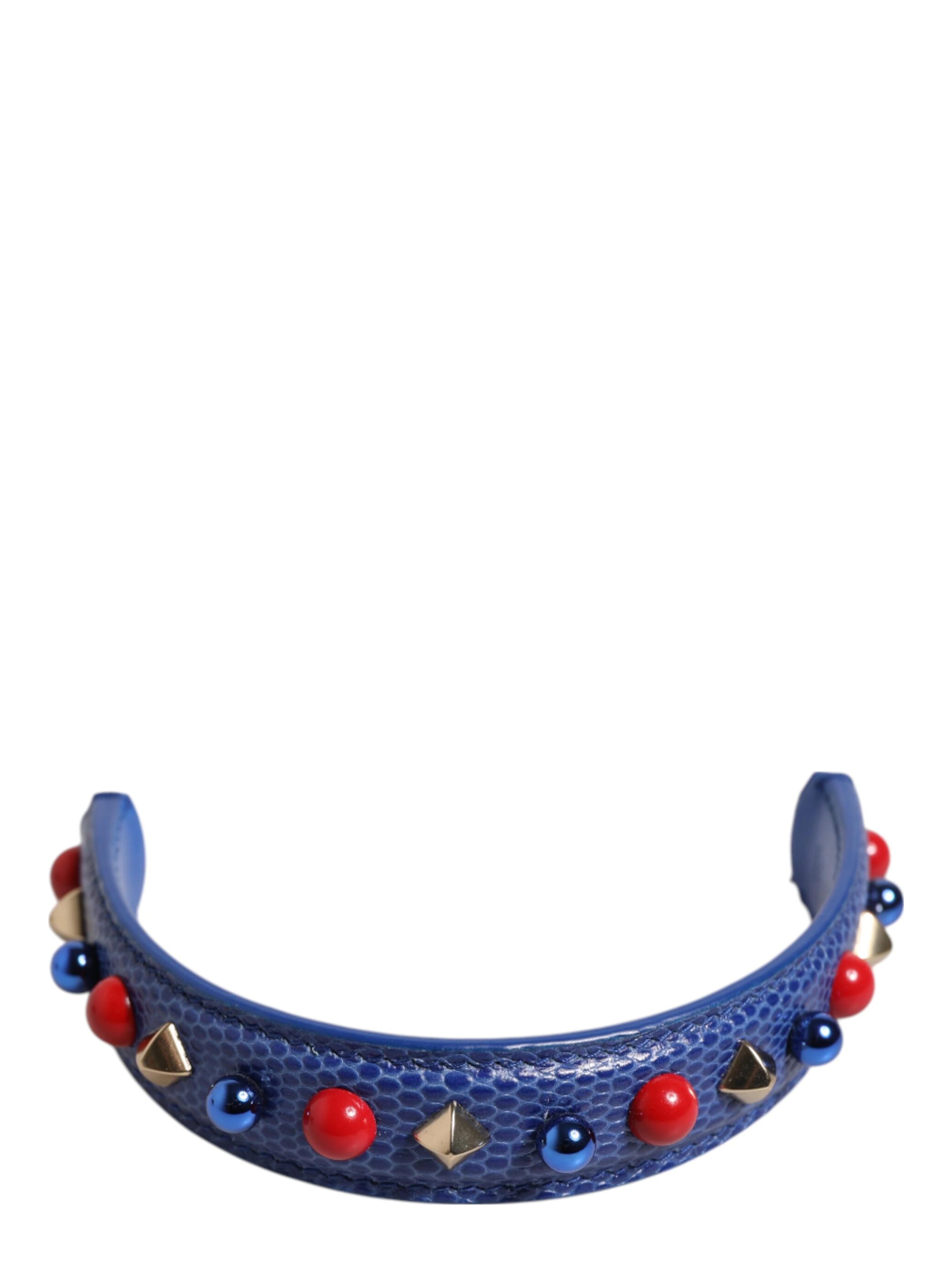 Blue Embellished Leather Bag Handle Women Shoulder Strap
