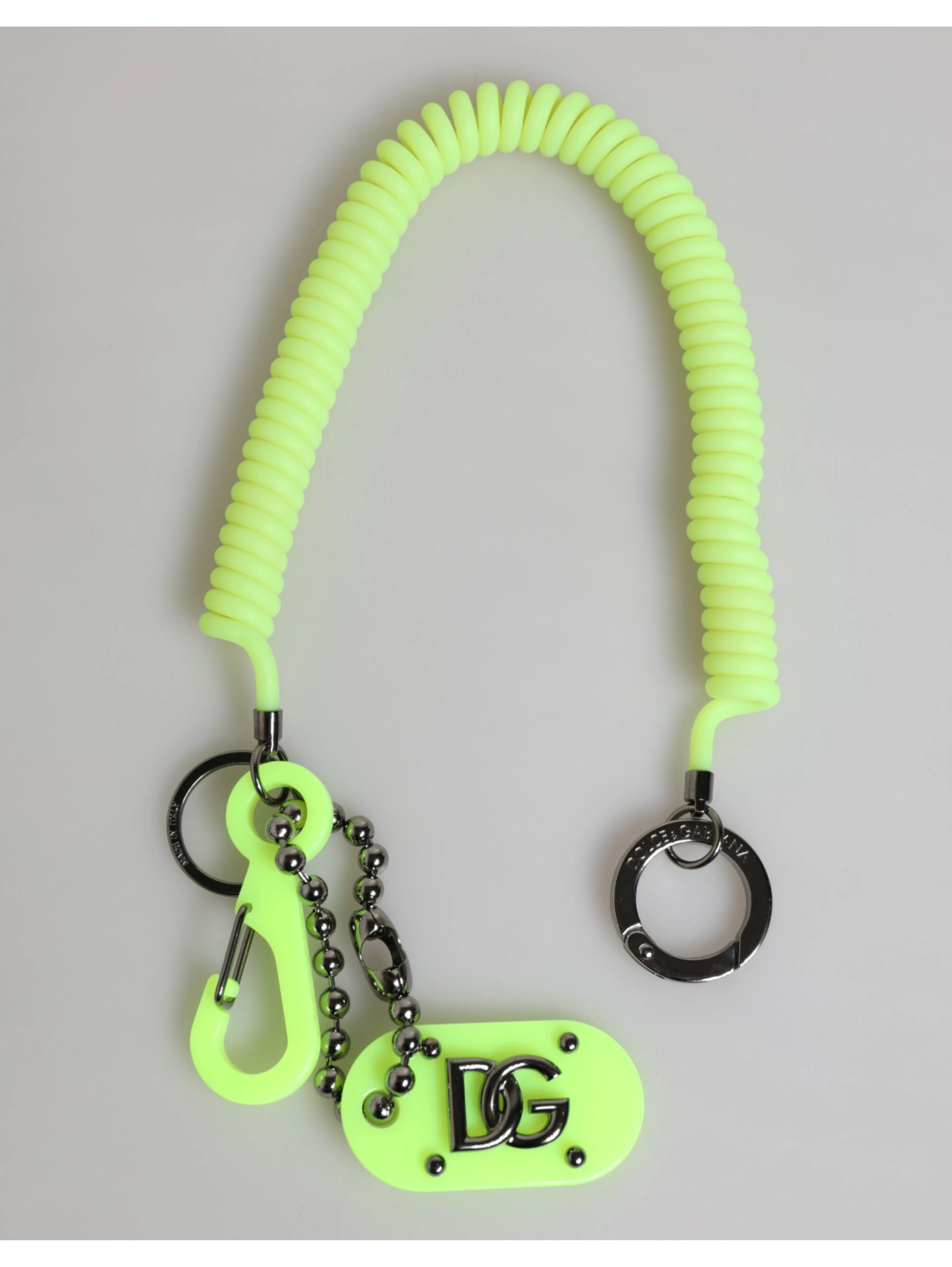 Green Springy Key Holder DG Logo Men's Keychain Keyring