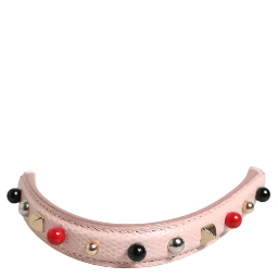 Light Pink Embellished Leather Bag Handle  Shoulder Strap
