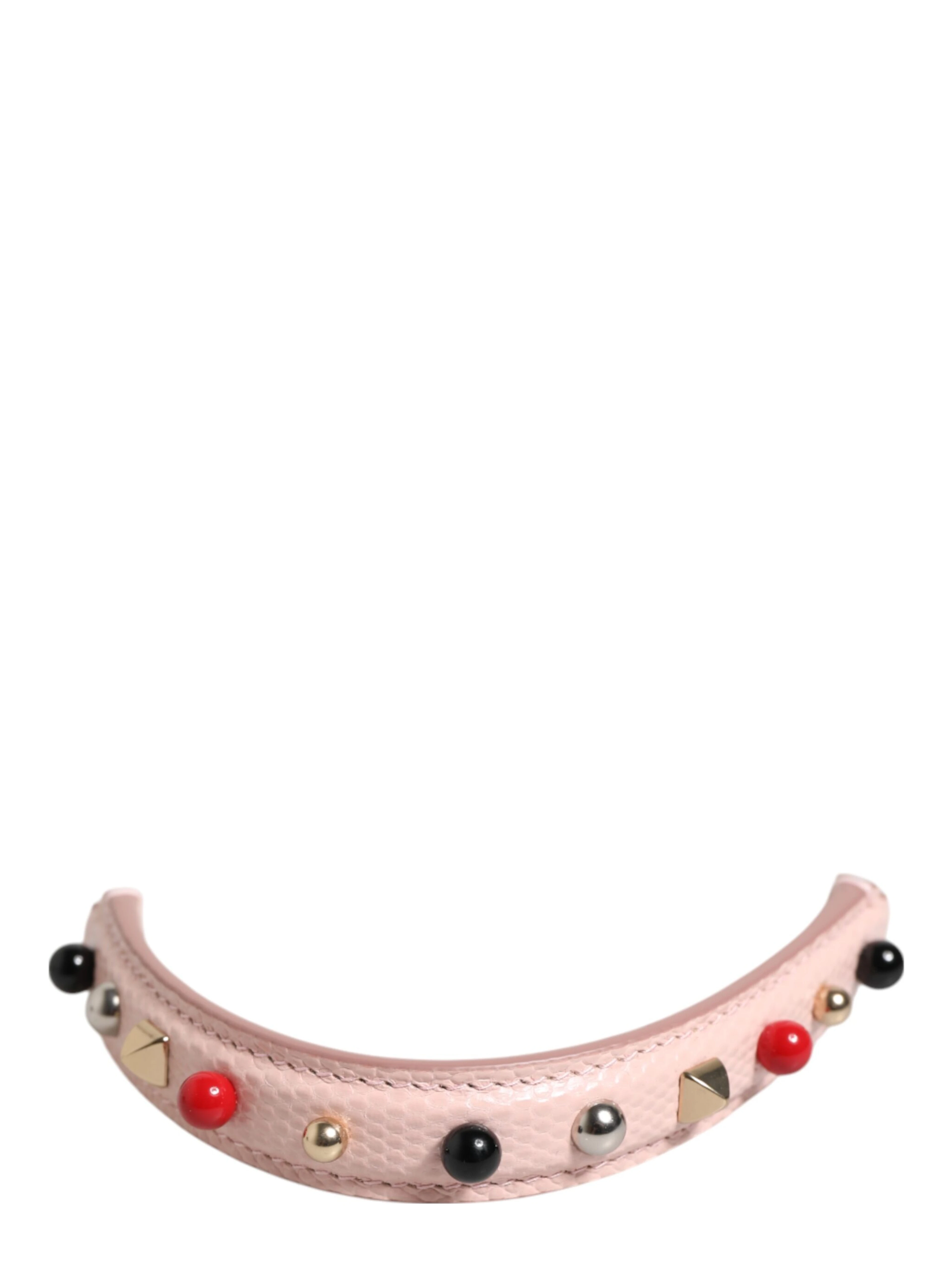 Light Pink Embellished Leather Bag Handle  Shoulder Strap