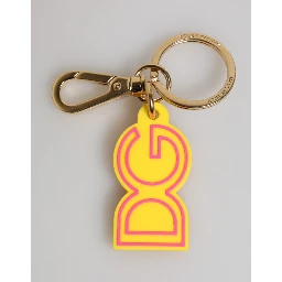 Yellow Rubber Gold Tone Metal DG Logo Keyring Keychain