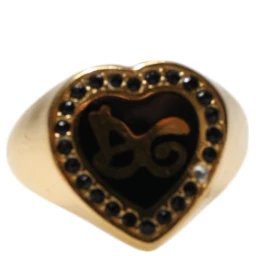 Gold Brass Crystal DG Logo Heart Women Ring