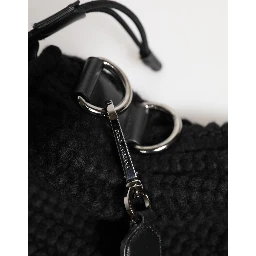 Black Cashmere Knitted Leather Shoulder Women Borse Bag