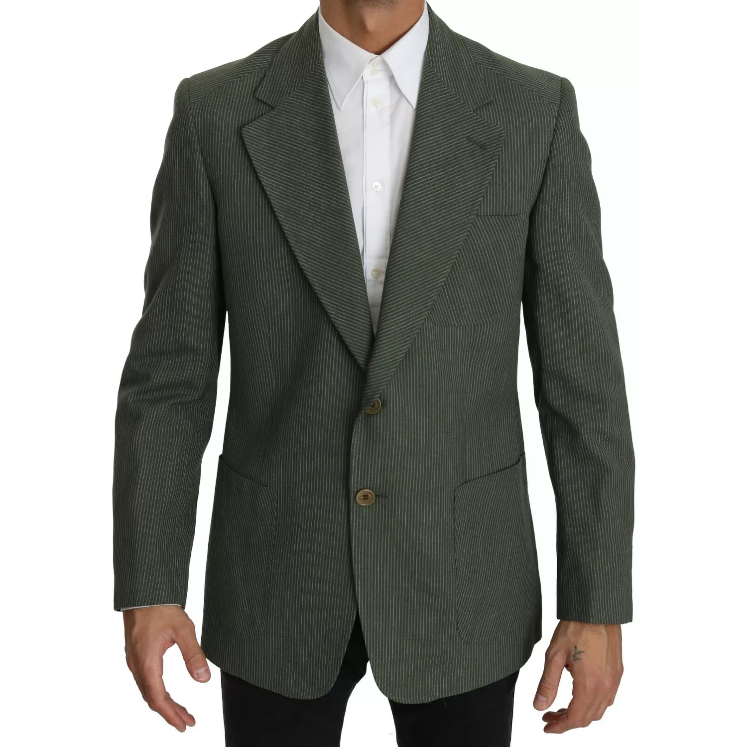 Green Linen Blazer One Piece Single Breasted Jacket