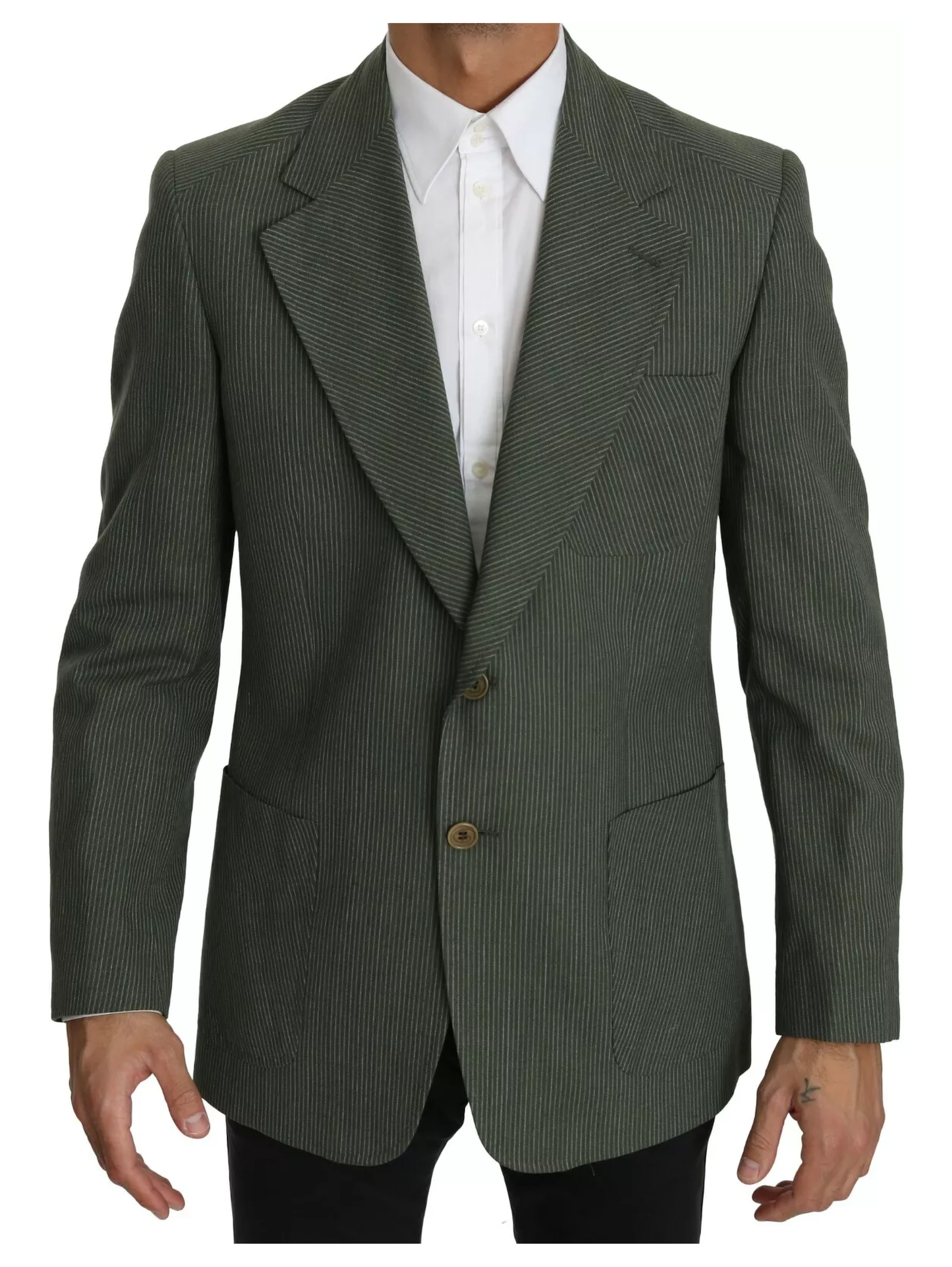Green Linen Blazer One Piece Single Breasted Jacket