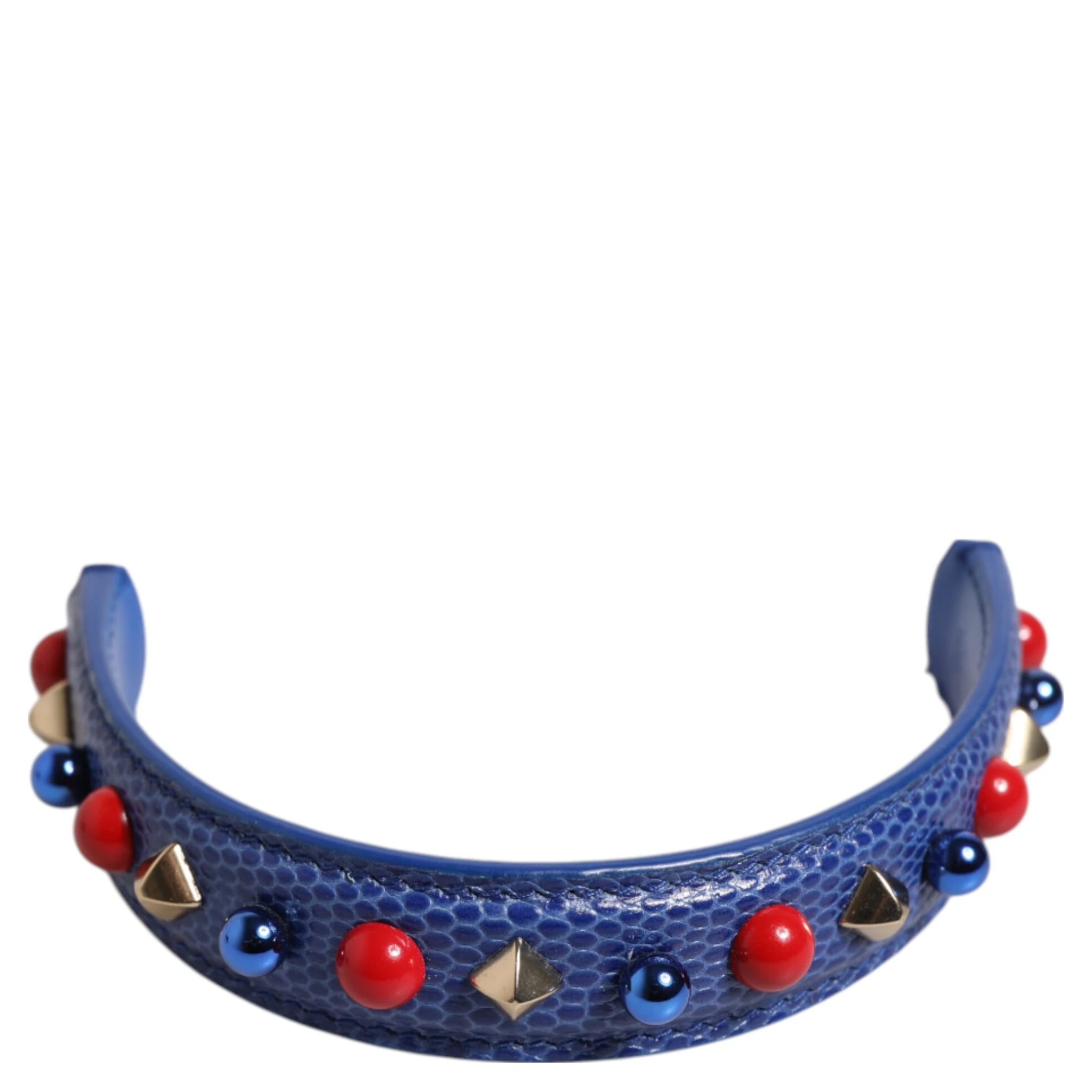 Blue Embellished Leather Bag Handle Women Shoulder Strap