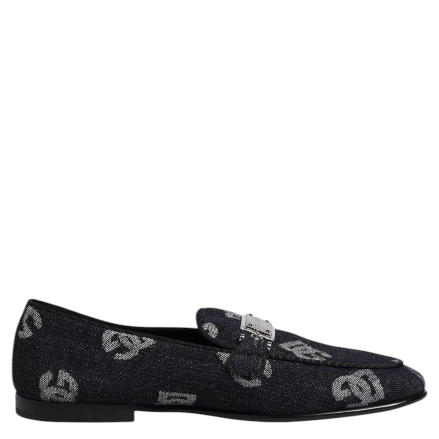Blue Logo Cotton Loafers Formal Dress Shoes