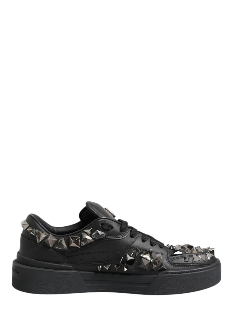 Black Leather Studded Low Top Sneakers Shoes alternative