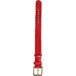 Red Exotic Leather Gold Tone Metal Buckle Women Armband