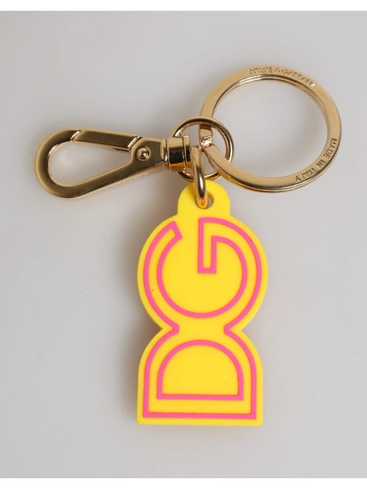 Yellow Rubber Gold Tone Metal DG Logo Keyring Keychain alternative