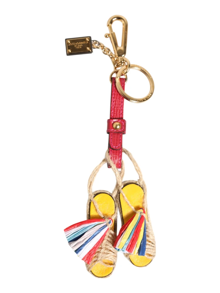 Red Yellow Mini Espadrille Style Charm Keychain Keyring alternative