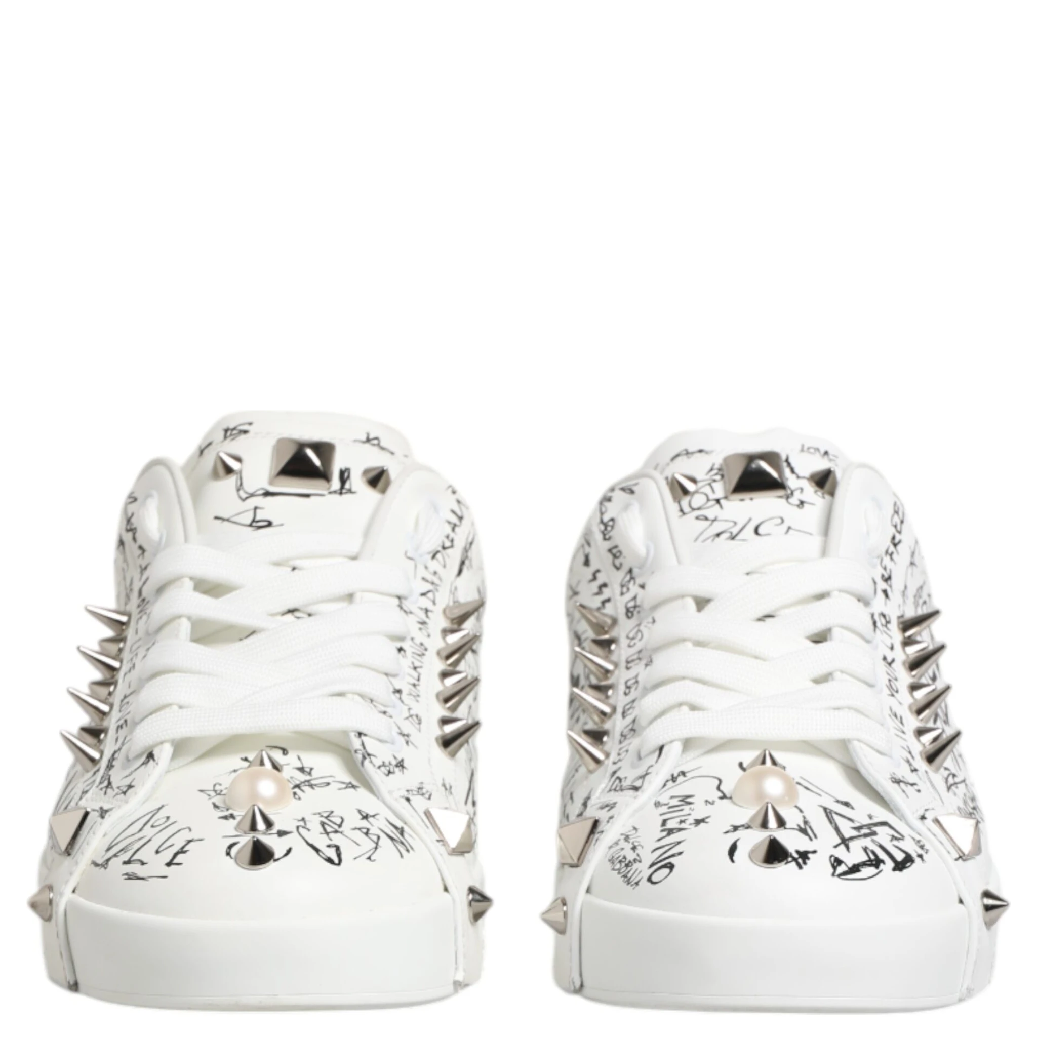 White Portofino Studded Men Sneakers Shoes