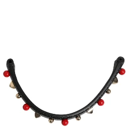 Black Embellished Leather Bag Handle Women Shoulder Strap