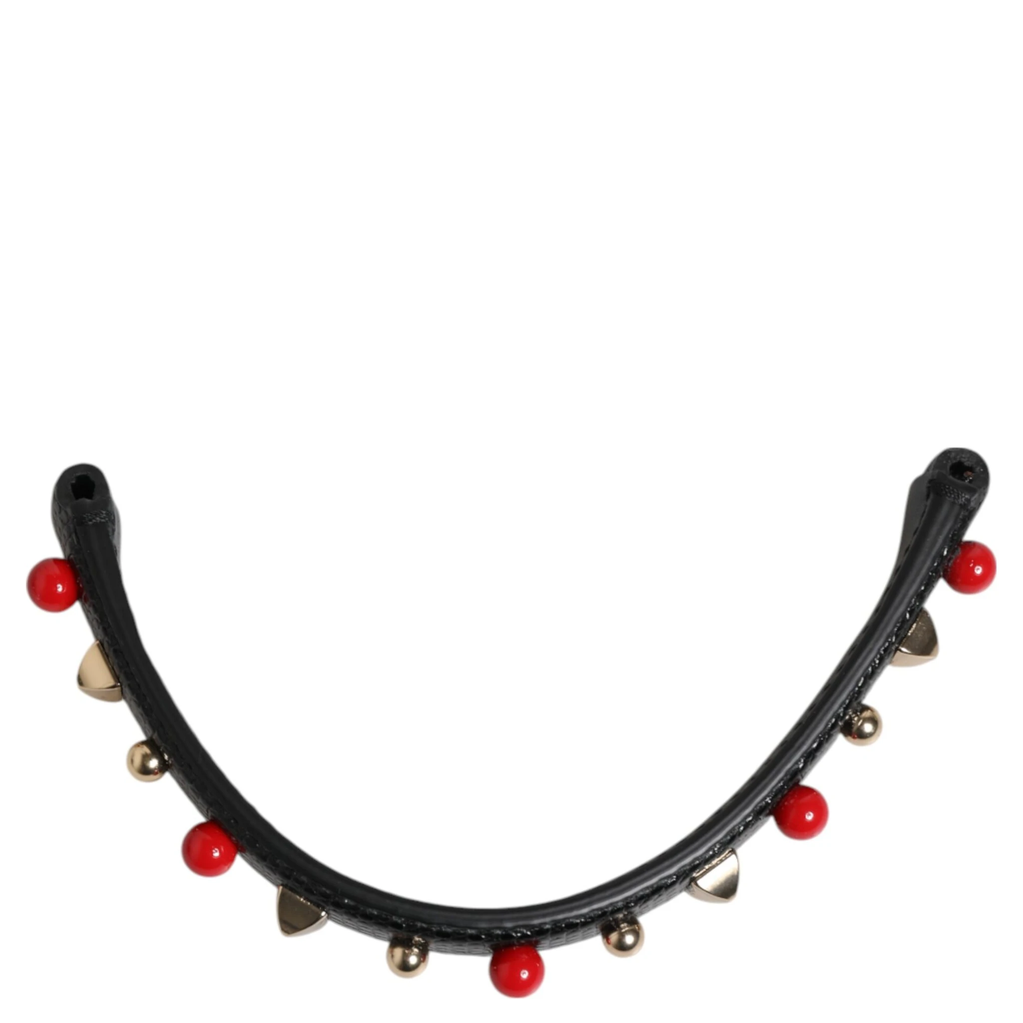Black Embellished Leather Bag Handle Women Shoulder Strap