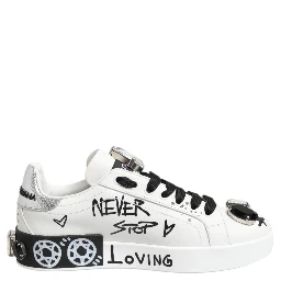 White Portofino Crystal Sneakers  Shoes