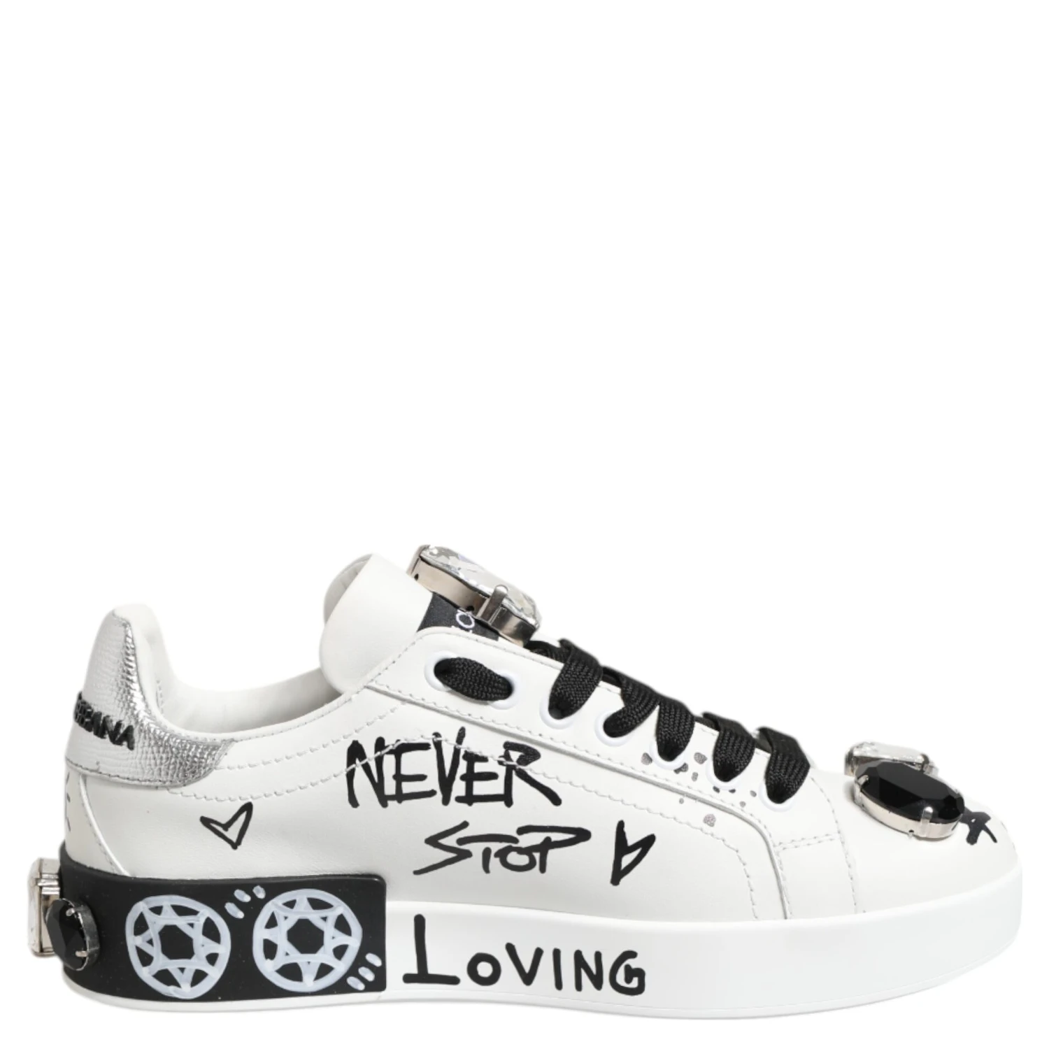 White Portofino Crystal Sneakers Shoes