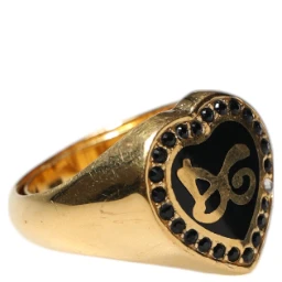 Gold Brass Crystal DG Logo Heart Women Ring