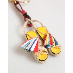 Red Yellow Mini Espadrille Style Charm Keychain Keyring