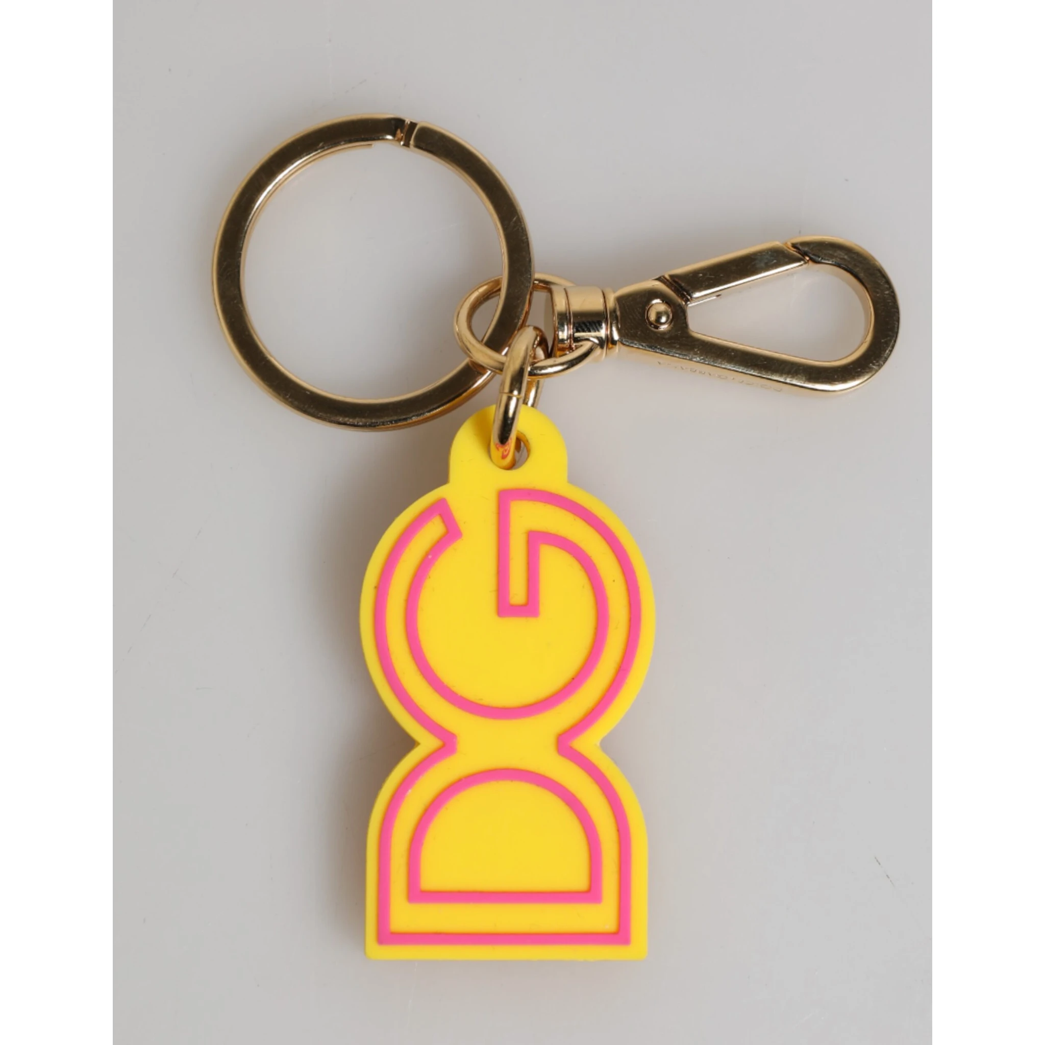 Yellow Rubber Gold Tone Metal DG Logo Keyring Keychain