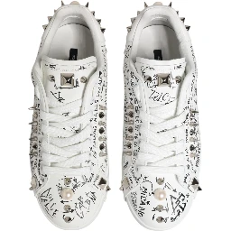 White Portofino Studded Men Sneakers Shoes