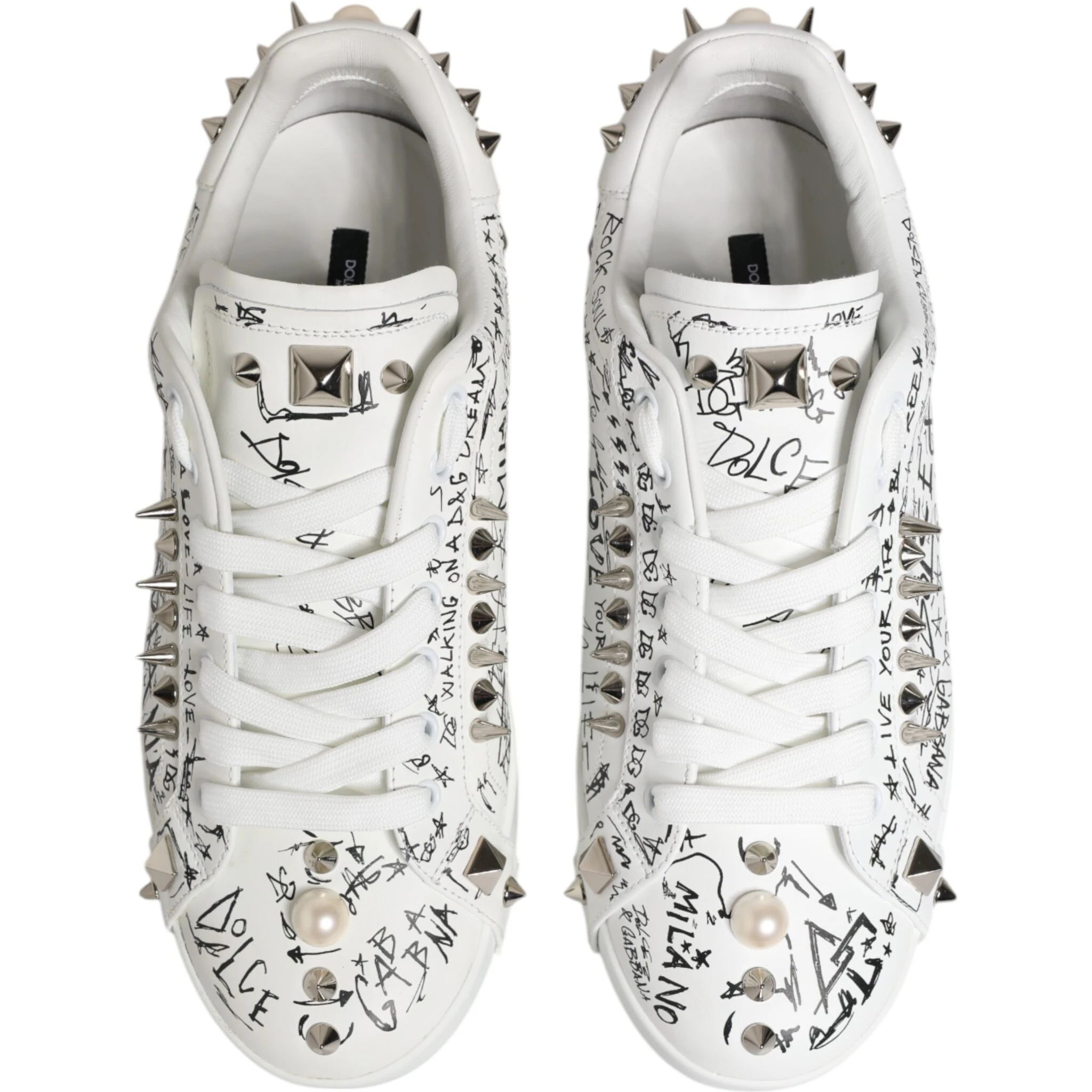 White Portofino Studded Men Sneakers Shoes