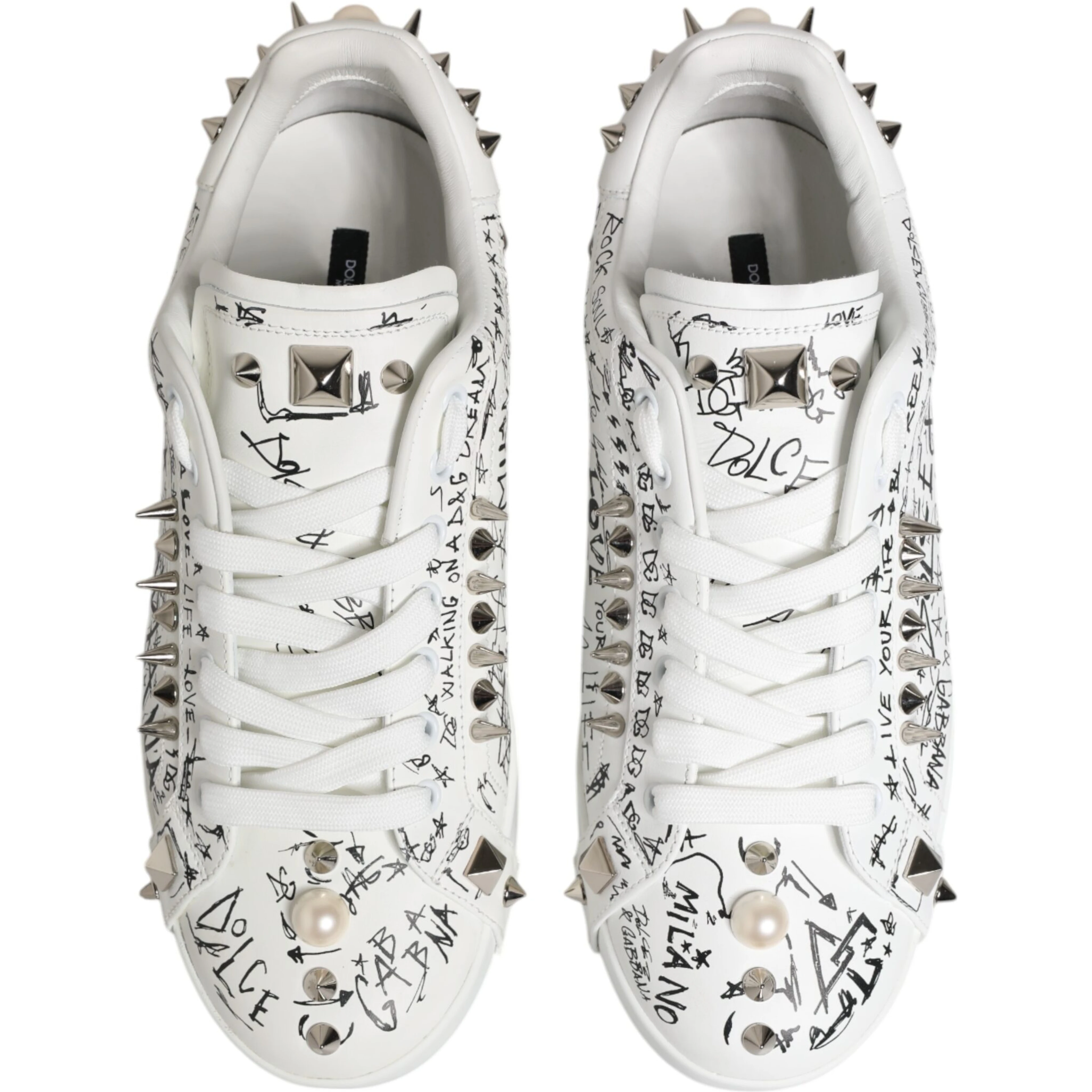 White Portofino Studded Men Sneakers Shoes