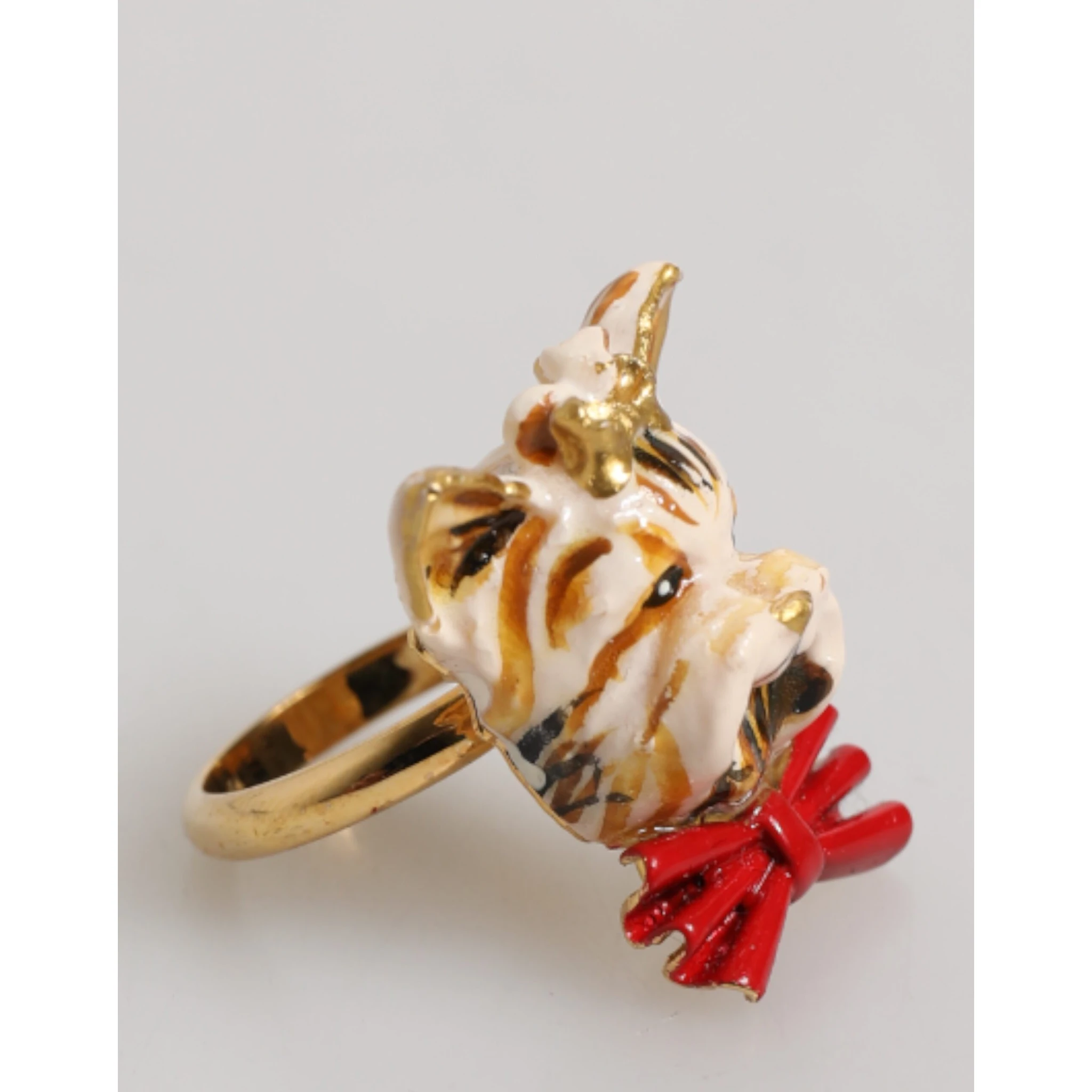 Gold Brass Resin Beige Dog Pet Accessory Ring