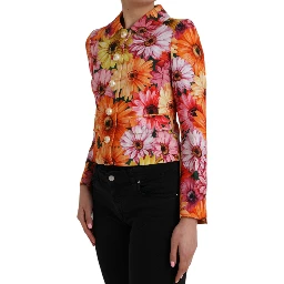 Multicolor Daisy Print Floral Fantasy Jacket