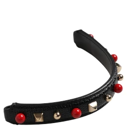 Black Embellished Leather Bag Handle Women Shoulder Strap