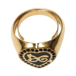 Gold Brass Crystal DG Logo Heart Women Ring