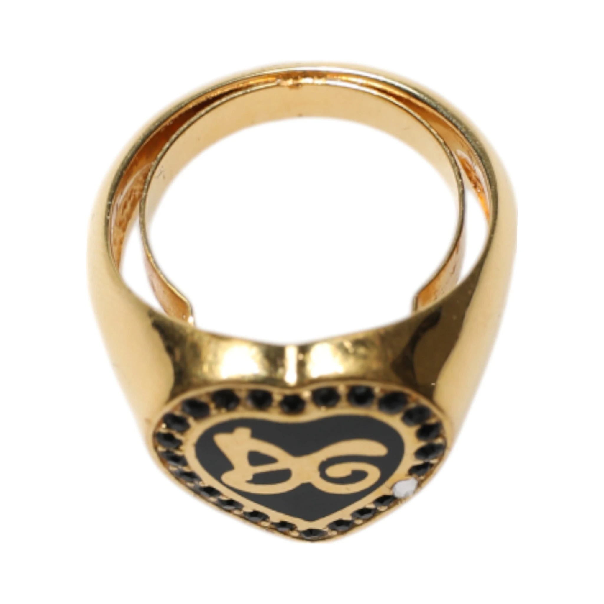 Gold Brass Crystal DG Logo Heart Women Ring