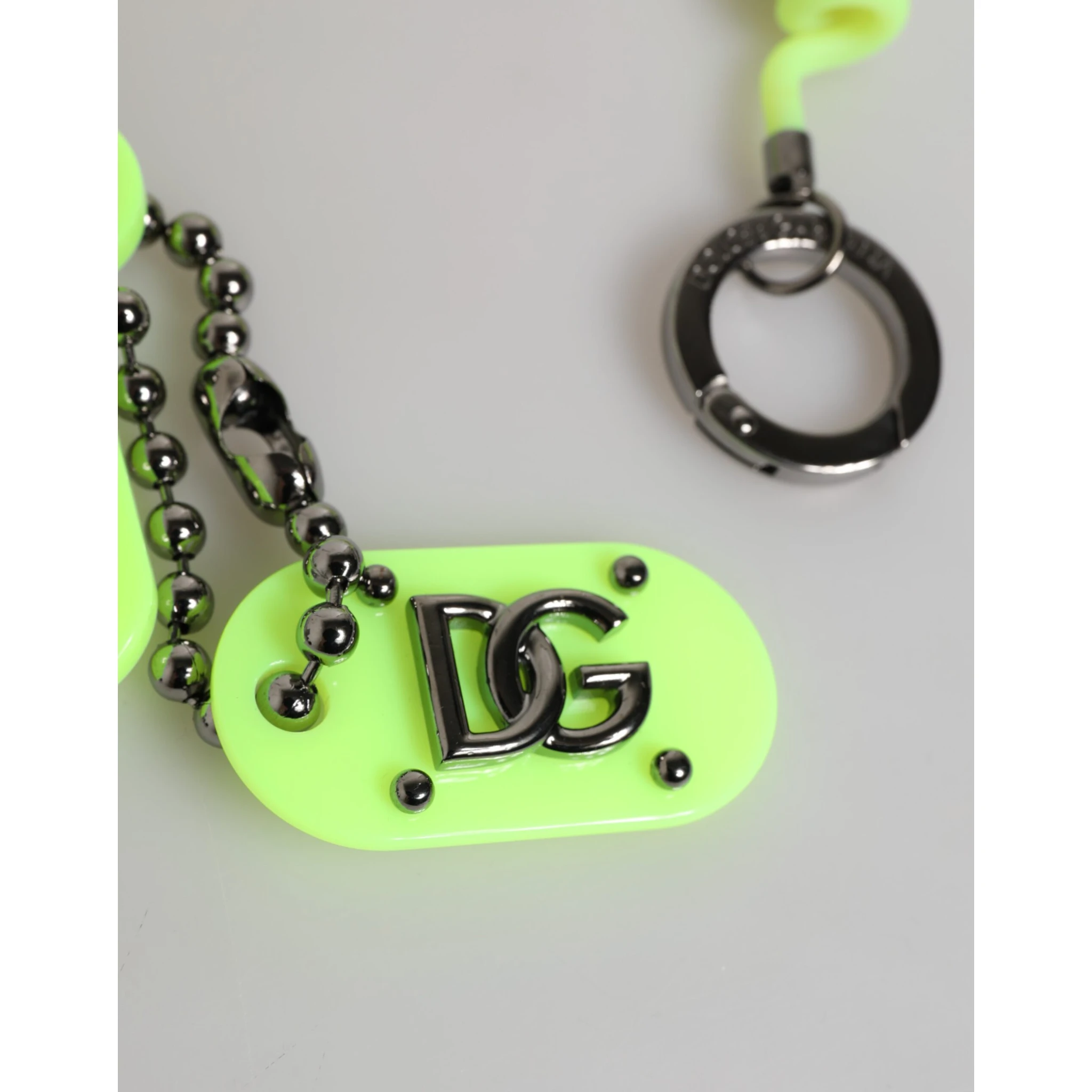 Green Springy Key Holder DG Logo Men's Keychain Keyring