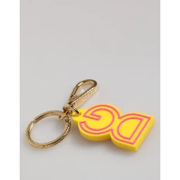 Yellow Rubber Gold Tone Metal DG Logo Keyring Keychain