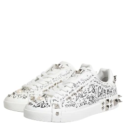 White Portofino Studded Men Sneakers Shoes