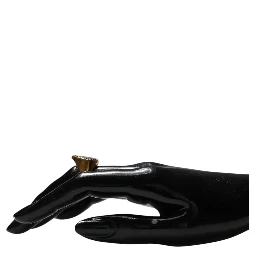 Gold Brass Crystal DG Logo Heart Women Ring