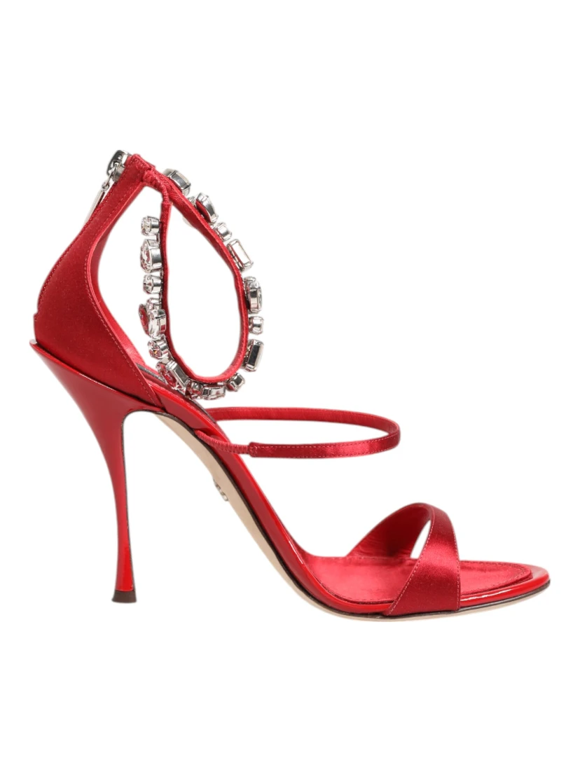 Red Satin Crystals Keira Sandals Heels Shoes