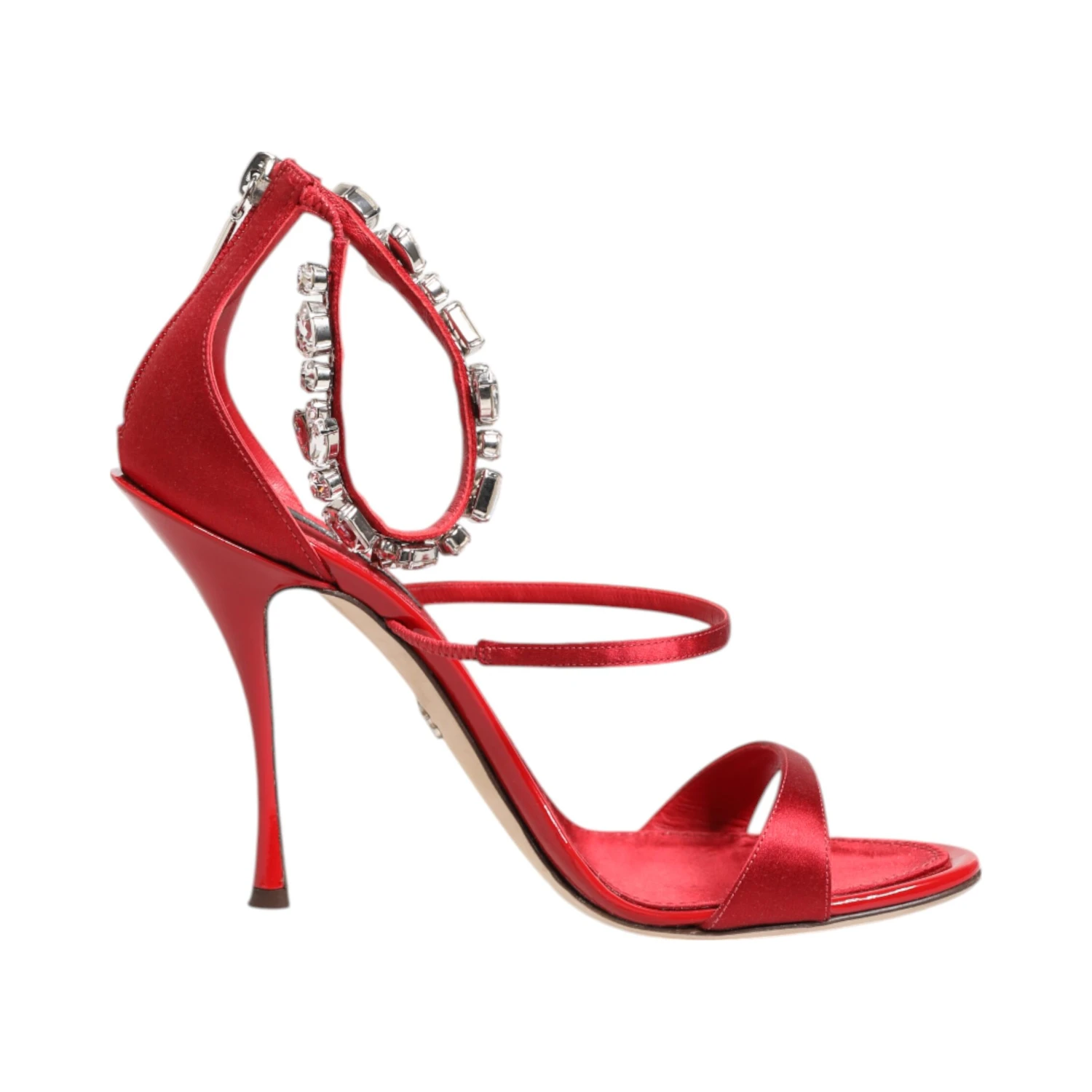 Red Satin Crystals Keira Sandals Heels Shoes